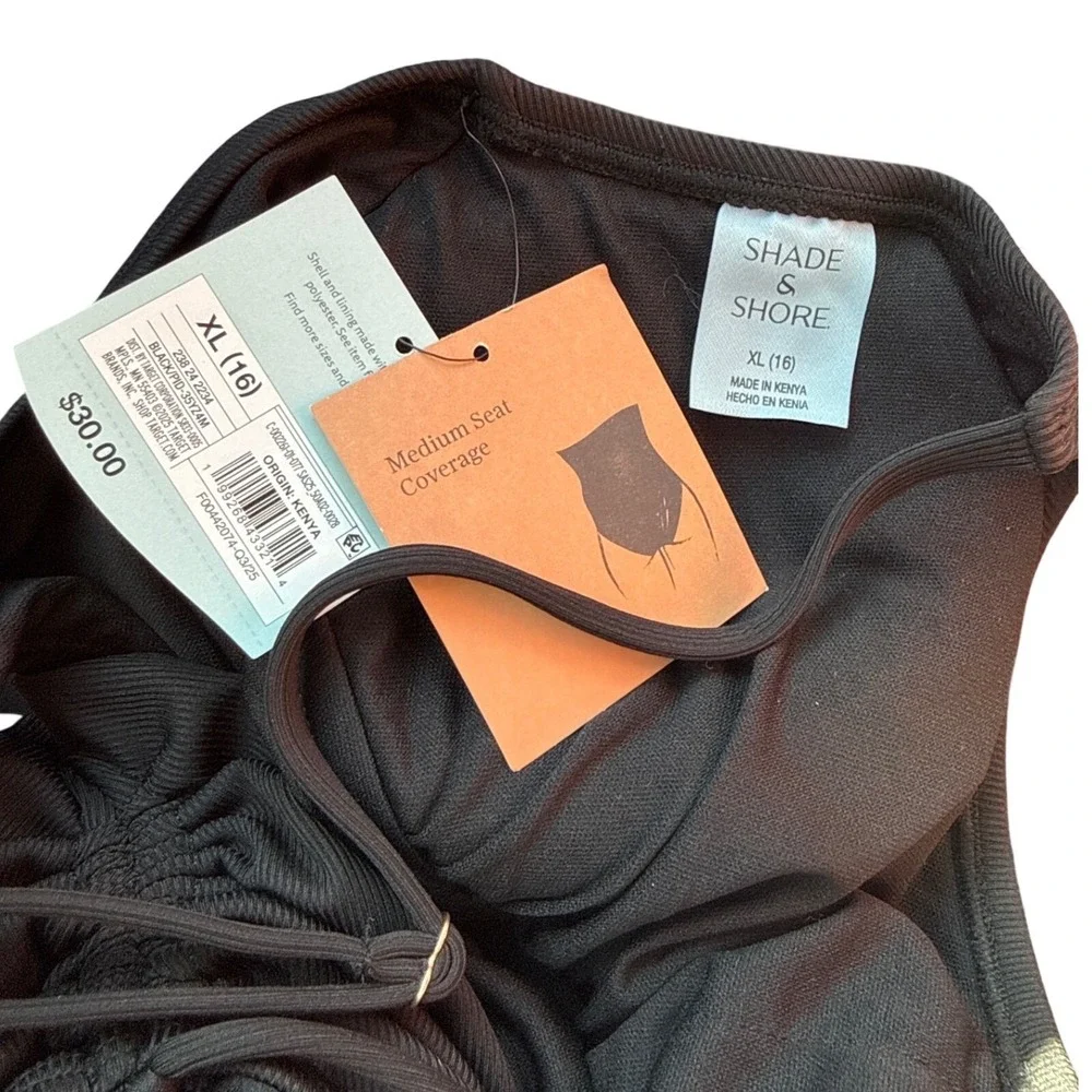 Ribbed One Piece Black Swimsuit Bathing Suit 90s Summer Beach Pool Vacation XL
